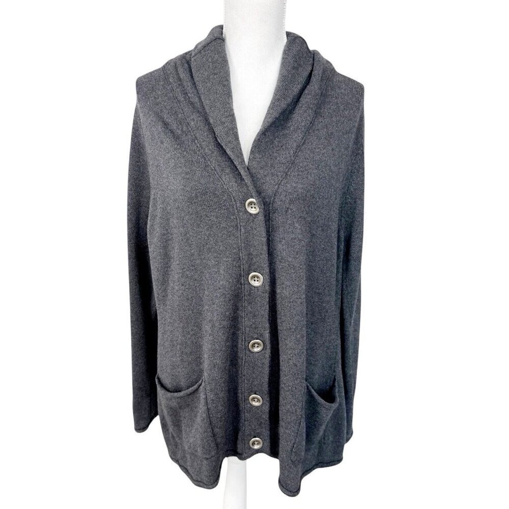 J. Jill Women's XL Button Longline Cardigan Sweater Gray Angora Blend‎